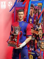 Custom 1/6 Robert Lewandowski Football Figure – FC Barcelona Home Kit Set - Image 4